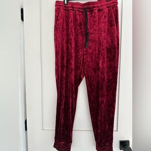 Red crushed velvet joggers size 12/L
